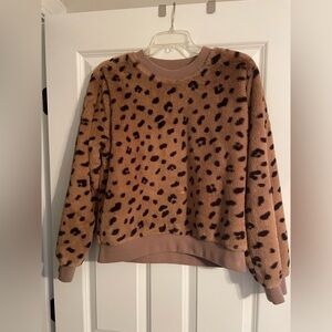 Lou & Grey Ladies Cheetah Print Faux Fur sweater.  Size Medium